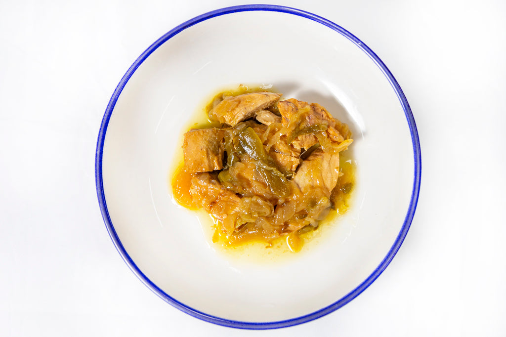 Långfenad Tonfiskrygg med Lök & Grön Paprika